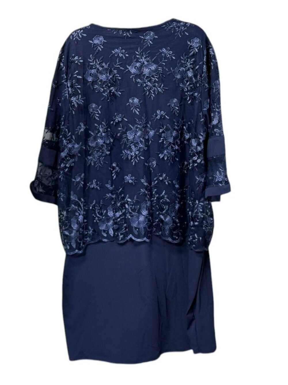 Women's Plus Size Lace Party Dress - A-Line Knee Length Navy - 5XL